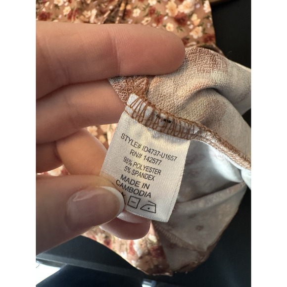 Boho Floral Milkmaid Mini Dress Small Short Sleeve Fall Stretch Bodycon Babydoll - Picture 9 of 10